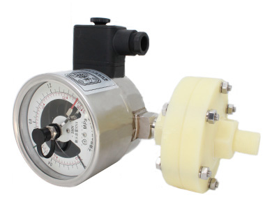 YXC-ML-PTFE 防腐螺紋安裝型 電接點隔膜壓力表